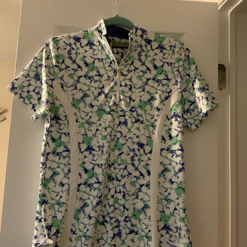 PGA Tour Blue and Green Patterned Short sleeve polo shirt